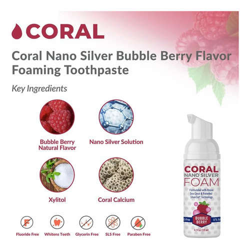 Pasta De Dientes Coral Nano Silver Kids Sin FlĂșor Bubble Ber