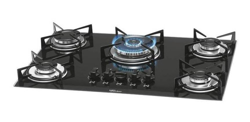  Cooktop Fischer 5q Gas Vidro Preto Frete Gratis Goiania