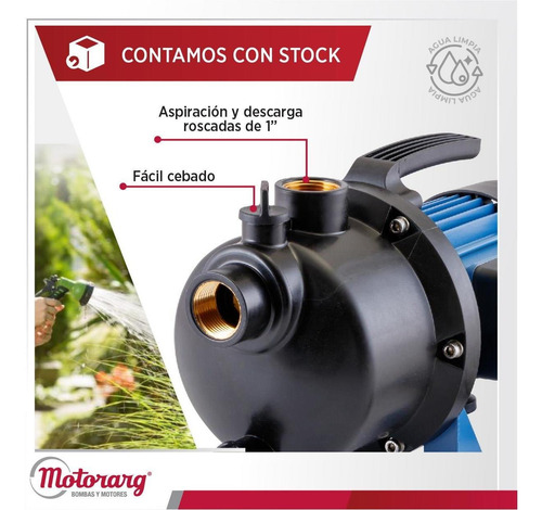 Imagen 7 de 10 de Bomba Agua Centrifuga Autoaspirante Motorarg 1 Hp 220v Cuota