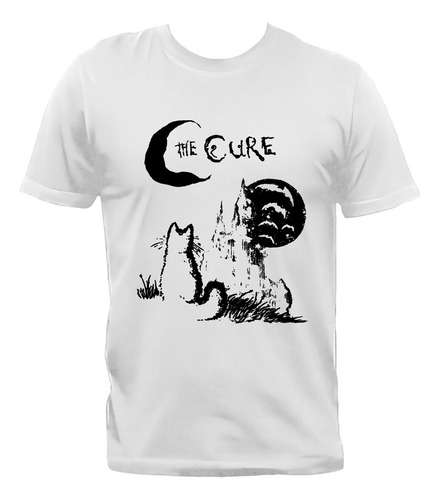 Remera The Cure Rock Gato Luna Algodón Premium