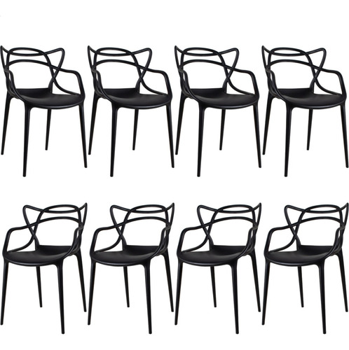 Kit 8 Cadeiras Masterchair Moderna Allegra Empilhavel Fibra