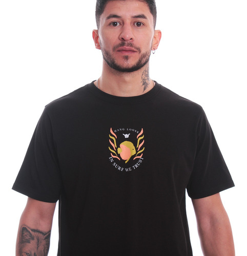 Imagen 4 de 8 de Polera De Hombre Manga Corta Hang Loose Negro
