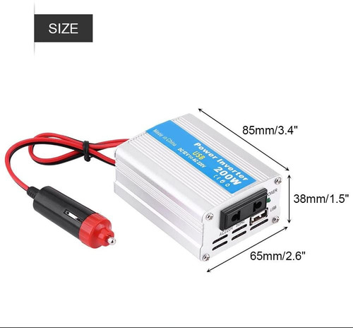  Inversor De Corriente Para Auto De 12v A 220v Usb Hasta 100