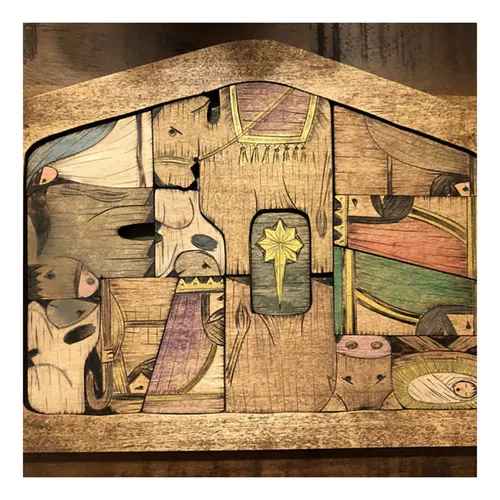 Quebra-cabeça de presépio com madeira queimada Design, puzzles de madeira  Jesus, jogo para adultos e