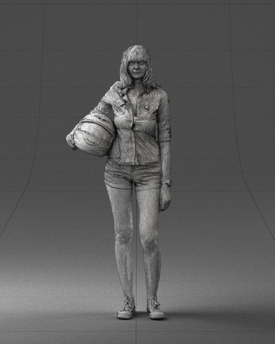 Escultura Chica Con Casco De Moto 0623 Para Decoración Mode