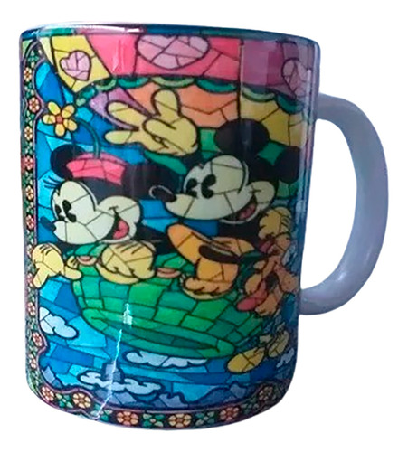 Taza Mickey Mouse Y Minnie Vitro Disney Cerámica