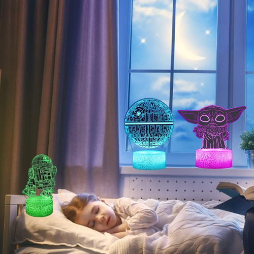 Lámpara Nocturna 3d Illusion Star Wars Para Niños. 3 Patrone