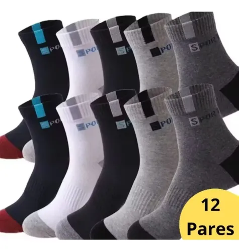 Kit De 12 Pares De Meias Sport Cano Longo Meias Masculina