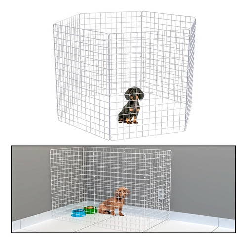 Cercado Cachorro Móvel Pet Dobrável 6 Telas Aramadas 60x80cm Cor Branco