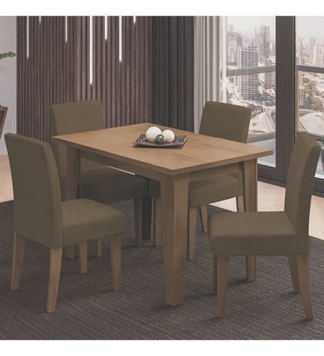 Conjunto De Mesa Sala De Jantar Miami 1,20m Cedro/chocolate Tampa Cedro Pés Cedro