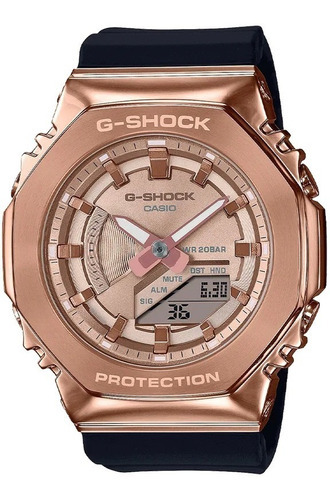 Reloj Casio G-shock Protection Original Mujer E-watch Color de la correa Negro Color del bisel Oro rosa