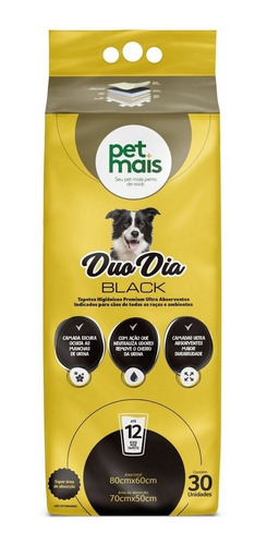 Pet Mais Tapete Higiênico Para Cães Duo Dia Black 30un