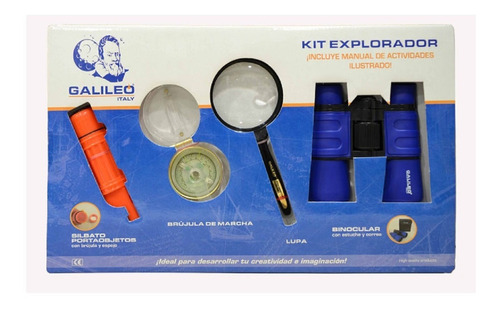 Kit Explorador Galileo Binocular Brújula Lupa Silbato Edu