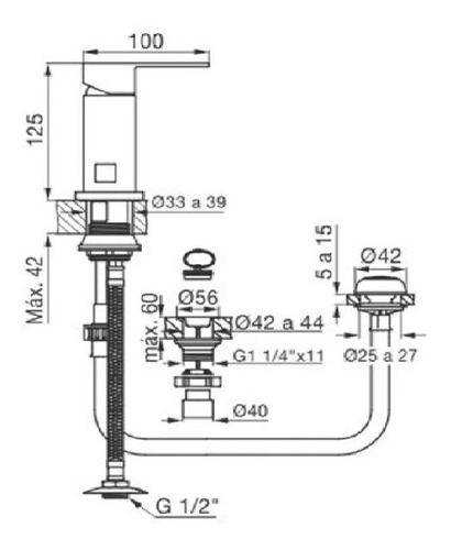 Imagen 5 de 9 de Griferia Fv Dominic New Lavatorio Alto Bidet Monocomando