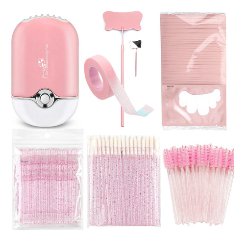 Kit Extension Pestañas Microbrush Ventilador Parche 50 Cinta Color Rosa Mix 2 Espesor 1 Mm Largo 1 Mm Tipo De Curvatura C