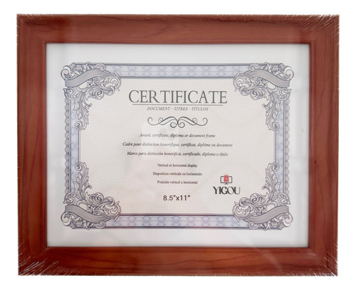 Marco Para Certificado Documento Diploma Vidrio 22x28 Cm