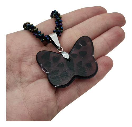 Collar De Mariposa De Vidrio Dicroico