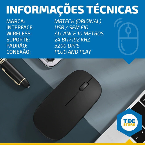 Mouse Sem Fio Wireless Usb Pc Notebook Super Precisão Optica