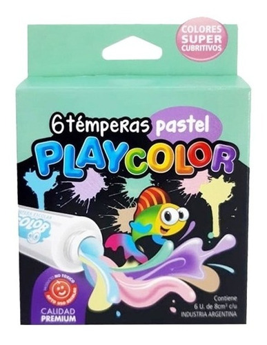 Tempera Playcolor Escolar Colores Pastel X6 Pomos 8cc X10