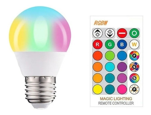 Ampolleta Led E27 Rgbw 3w Control Remoto 16 Colores