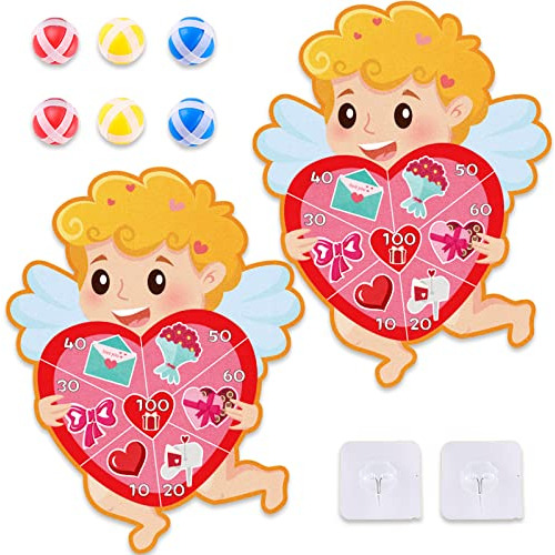 Chiazllta 2pcs Valentine's Day Dart Board Games Sticky Balls