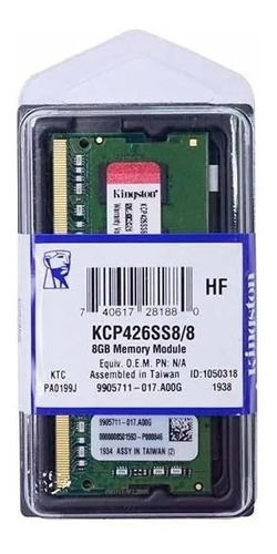 Kcp426ss8/8 Memoria 8gb Ddr4 2666mhz Dell Inspiron  5480