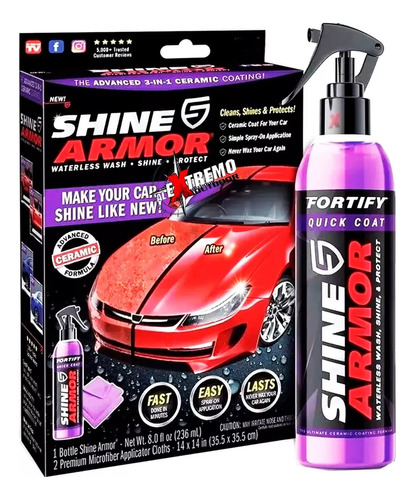 Shine Armor Cera Limpieza Automóvil Brillo X2 