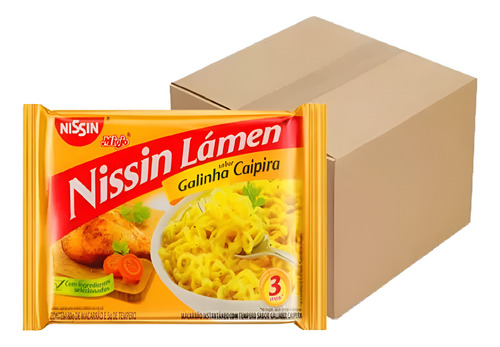 Miojo Nissin Lamen Galinha Caipira Caixa Com 10 Pacotes