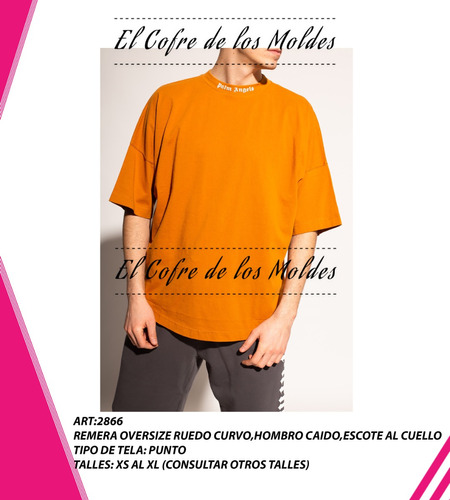 Molde Digital Remera Oversize Ruedo Curvo, Talles Xs Al Xl