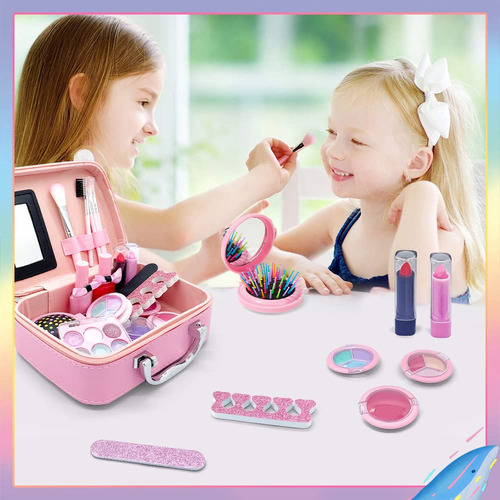 Kit De Maquillaje Lavable Para Niñas Sirena Y Princesa