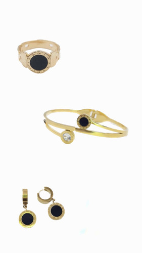 Combo Caravanas +anillo +pulsera Joyas De Dama