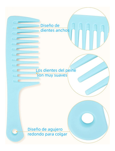 Juego De 3 Peines De Dientes Anchos Y Peine Desenredante,