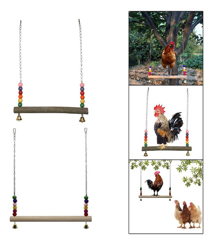 2x Pollo Columpio Juguete Gallina Madera Pollo Perca