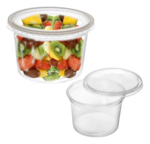 40un Pote Descartável Redondo 350ml Tampa Microondas Freezer