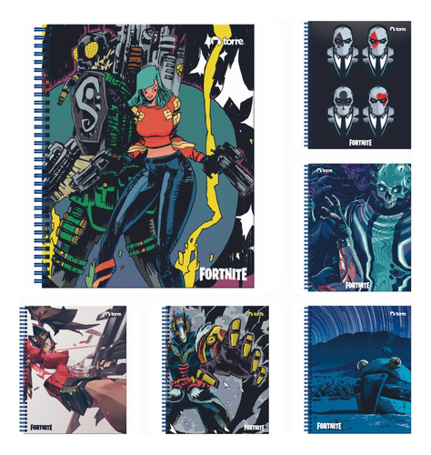 Cuaderno Universitario Torre Fortnite 7mm  100h Pack X 10