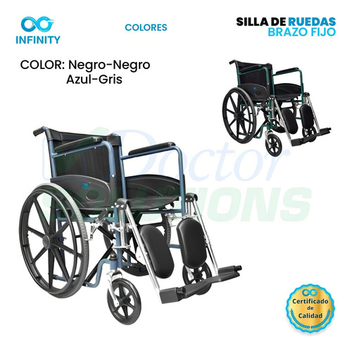 Silla De Ruedas Infinity Neumática Con Elevapiernas Color Azul-Gris