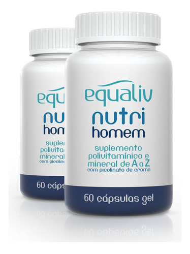 Kit 2 Nutri Homem Polivitamínico De A A Z Equaliv 60 Cápsula Sabor Neutro