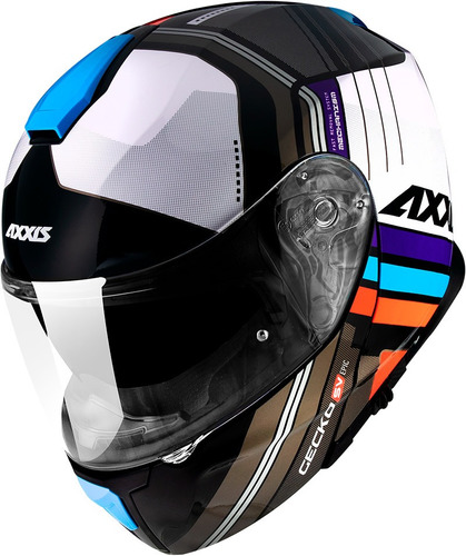 Casco Rebatible Axxis Gecko Sv Grafica Doble Visor Motodelta