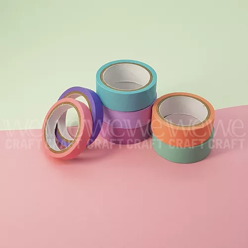 Cinta Washi Tape Adhesiva Decorativa Color Pastel 5mt X 7 U.