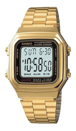 Relógio Casio Unissex Vintage  Dourado A178wga-1adf Cor do fundo POSITIVO