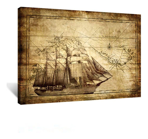 Kreative Arts 7314 Vintage Adventure Ocean Sailing Map Poste