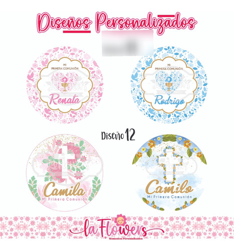 60 Etiquetas Stickers Primera Comunión Con Nombre 5 C.m