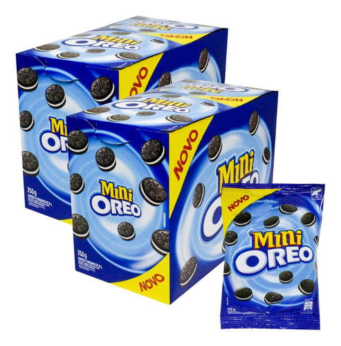 Biscoito Mini Oreo Kit 2 Caixas Com 10x35g 350g Cada Caixa 