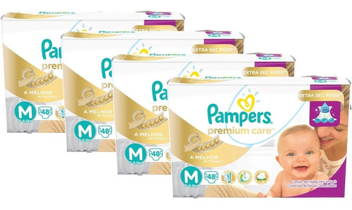 Kit  Com 4 Fraldas Pampers Premium Care