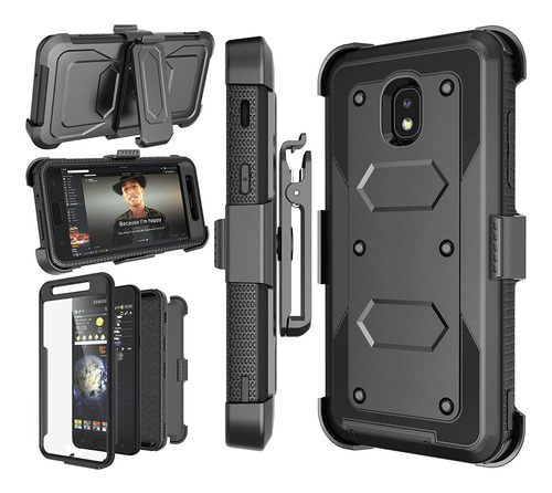 Funda Negra Para Galaxy J7  Con Protector De Pantalla