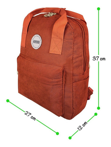 Imagen 2 de 9 de Mochila Borwek De Corderoy Porta Notebook 13'' Oficina.