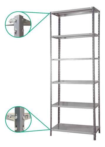 Estantería Metálica 45k 30x90x240m 6 Estantes Con Refuerzo Sigma Parantes, Estantes Pintados En Epoxi En Polvo Horneados