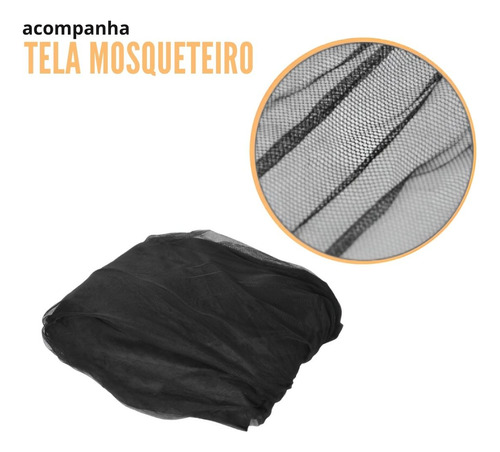 Ombrelone Central Bege Com Tela Mosquiteiro 3,0 Metros Preto