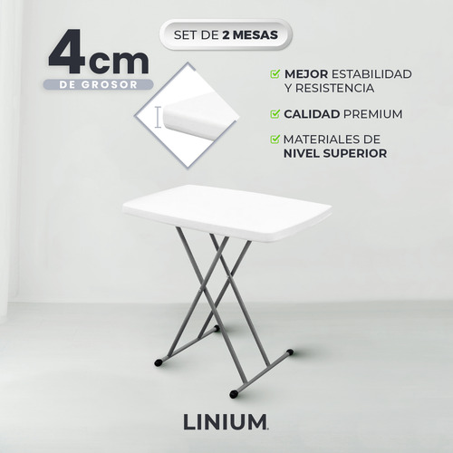 Pack 2 Mesas Linium Indiviudual Plegable 3 Niveles Ajustable