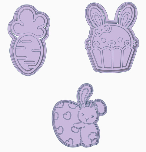 Set X 3 Cortantes Pascua Pascuas Conejo Zanahoria Cookies 